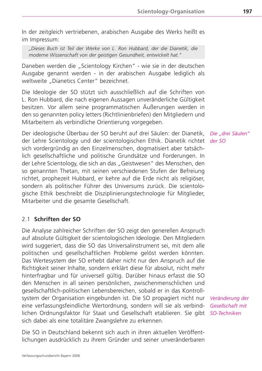 Seite 197 des Verfassungsschutzbericht 2006 Bayern