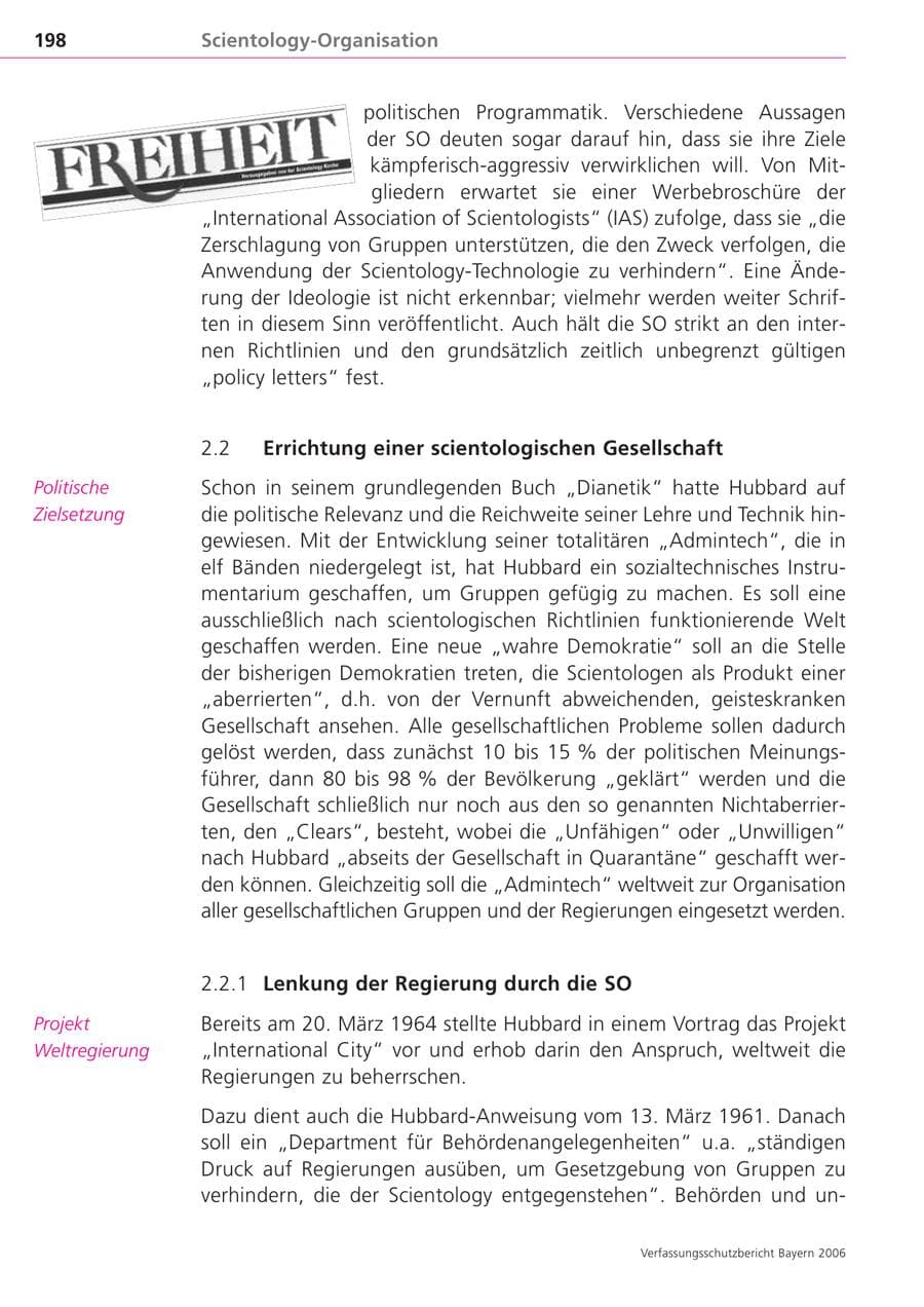 Seite 198 des Verfassungsschutzbericht 2006 Bayern