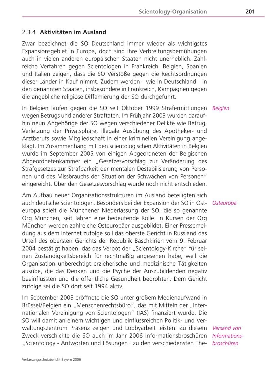 Seite 201 des Verfassungsschutzbericht 2006 Bayern
