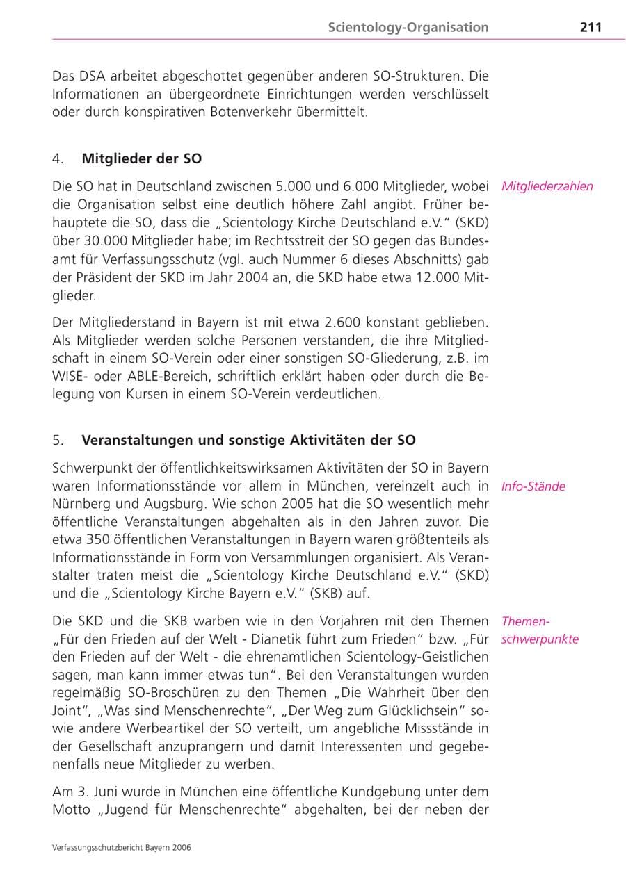 Seite 211 des Verfassungsschutzbericht 2006 Bayern