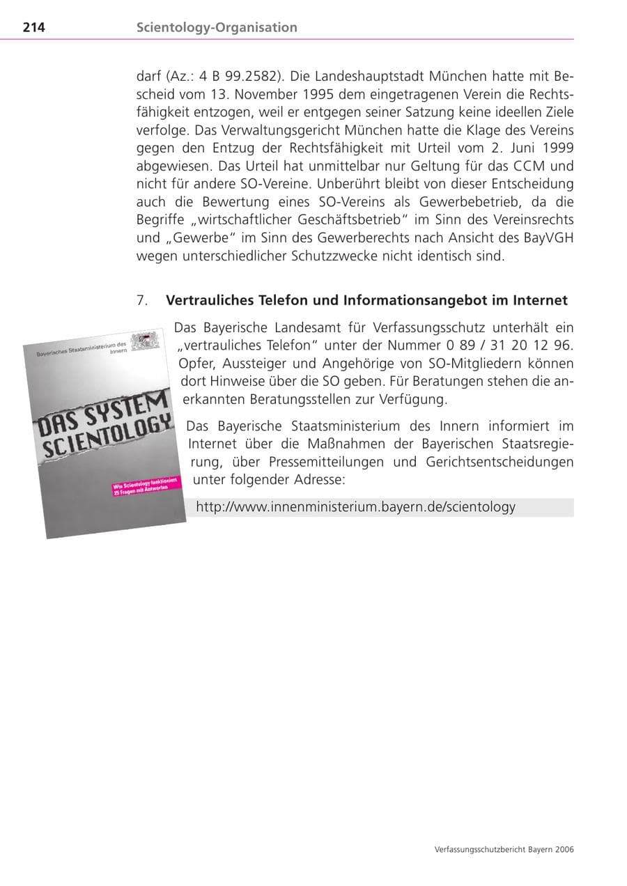 Seite 214 des Verfassungsschutzbericht 2006 Bayern