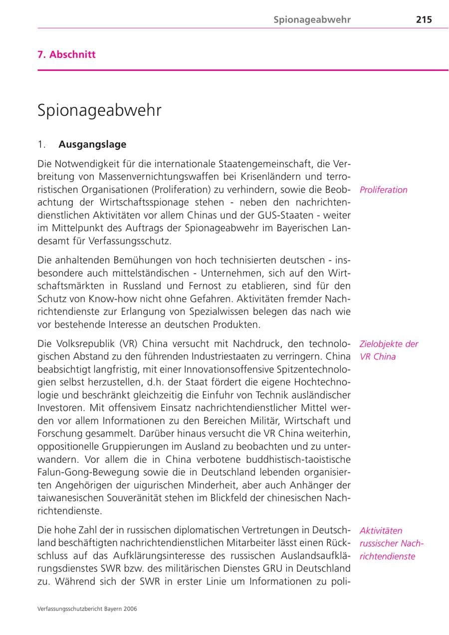 Seite 215 des Verfassungsschutzbericht 2006 Bayern