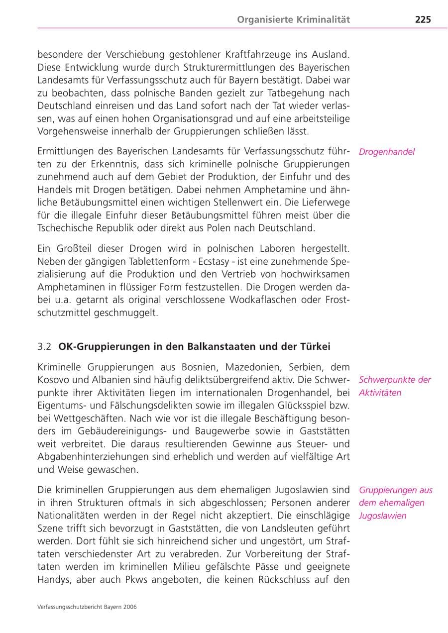 Seite 225 des Verfassungsschutzbericht 2006 Bayern