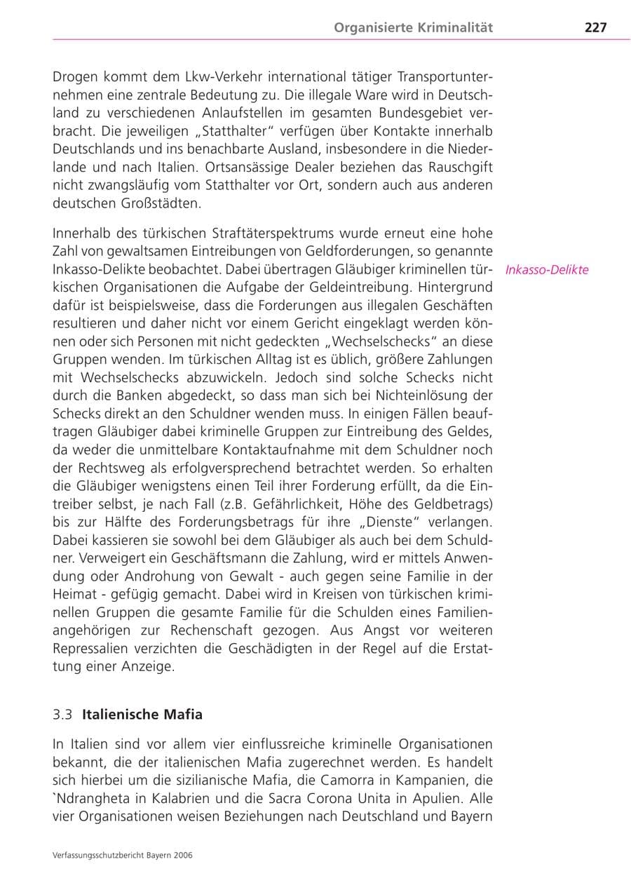 Seite 227 des Verfassungsschutzbericht 2006 Bayern