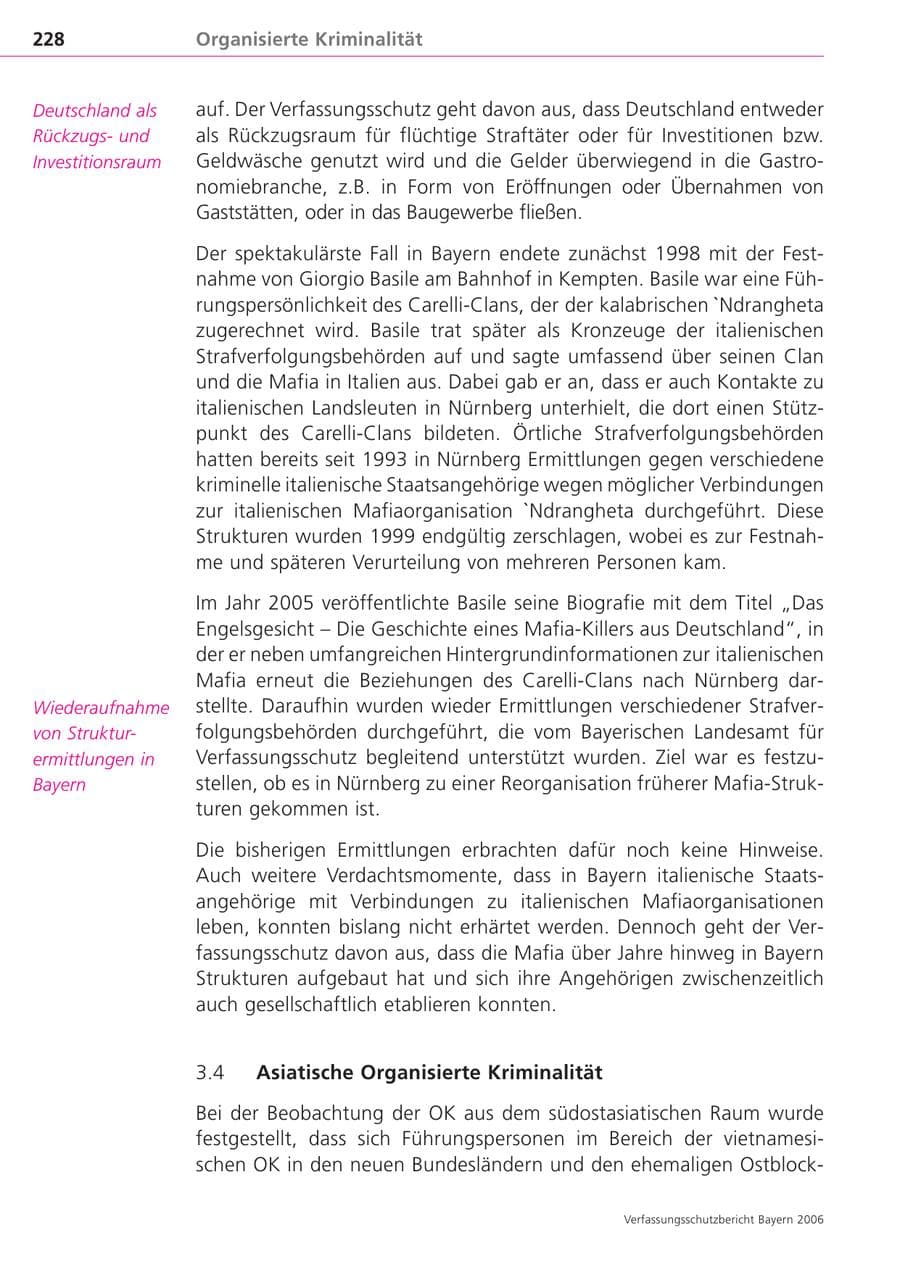 Seite 228 des Verfassungsschutzbericht 2006 Bayern
