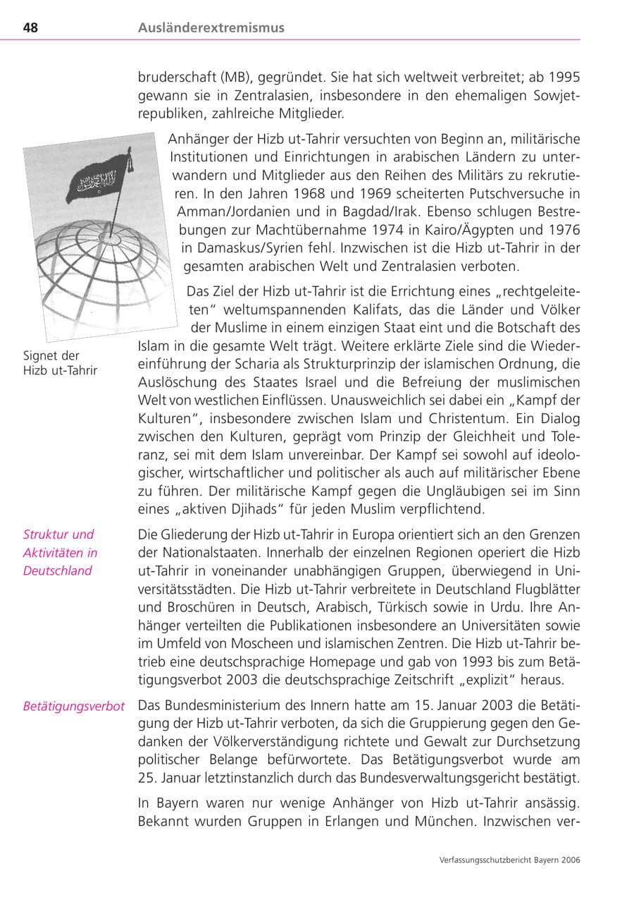 Seite 48 des Verfassungsschutzbericht 2006 Bayern