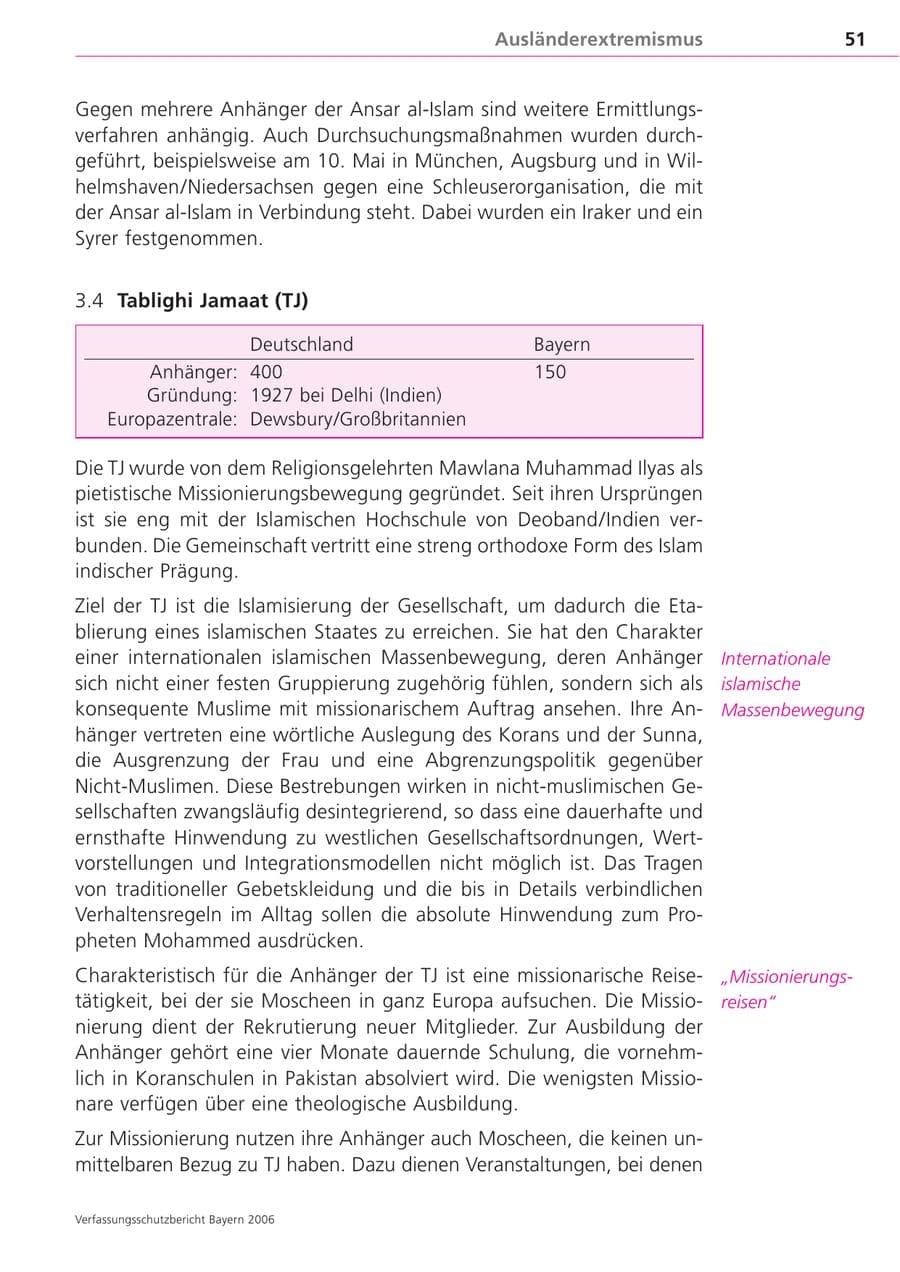 Seite 51 des Verfassungsschutzbericht 2006 Bayern