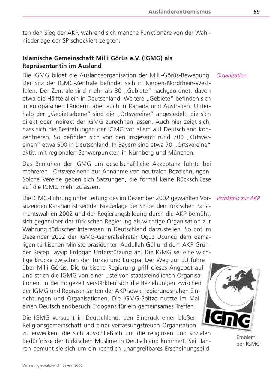Seite 59 des Verfassungsschutzbericht 2006 Bayern