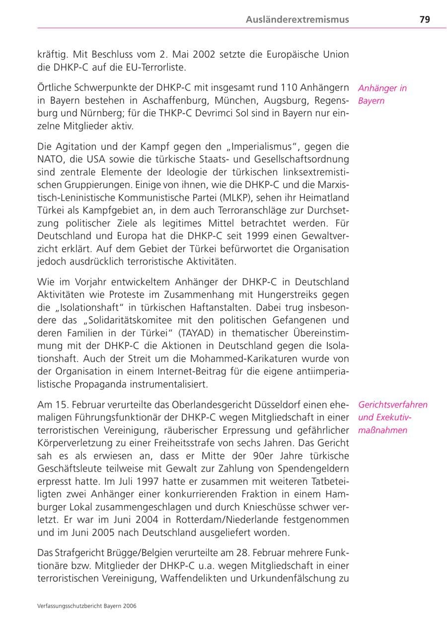 Seite 79 des Verfassungsschutzbericht 2006 Bayern