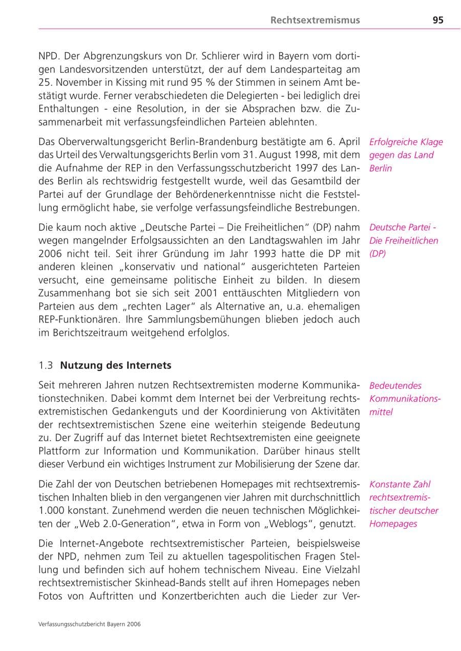 Seite 95 des Verfassungsschutzbericht 2006 Bayern