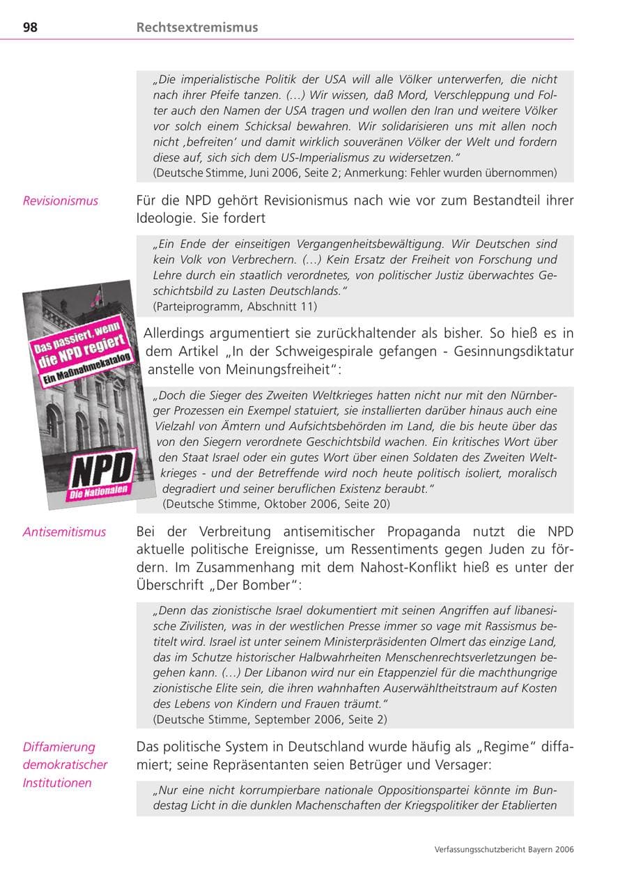 Seite 98 des Verfassungsschutzbericht 2006 Bayern