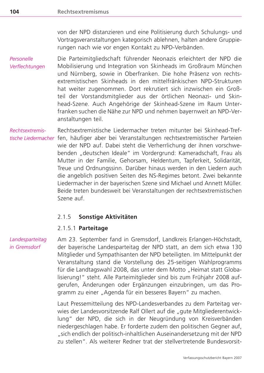 Seite 104 des Verfassungsschutzbericht 2007 Bayern