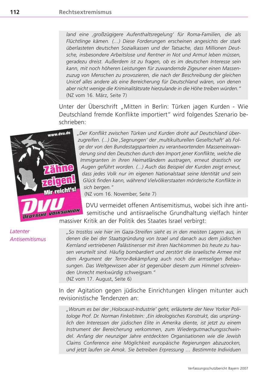Seite 112 des Verfassungsschutzbericht 2007 Bayern