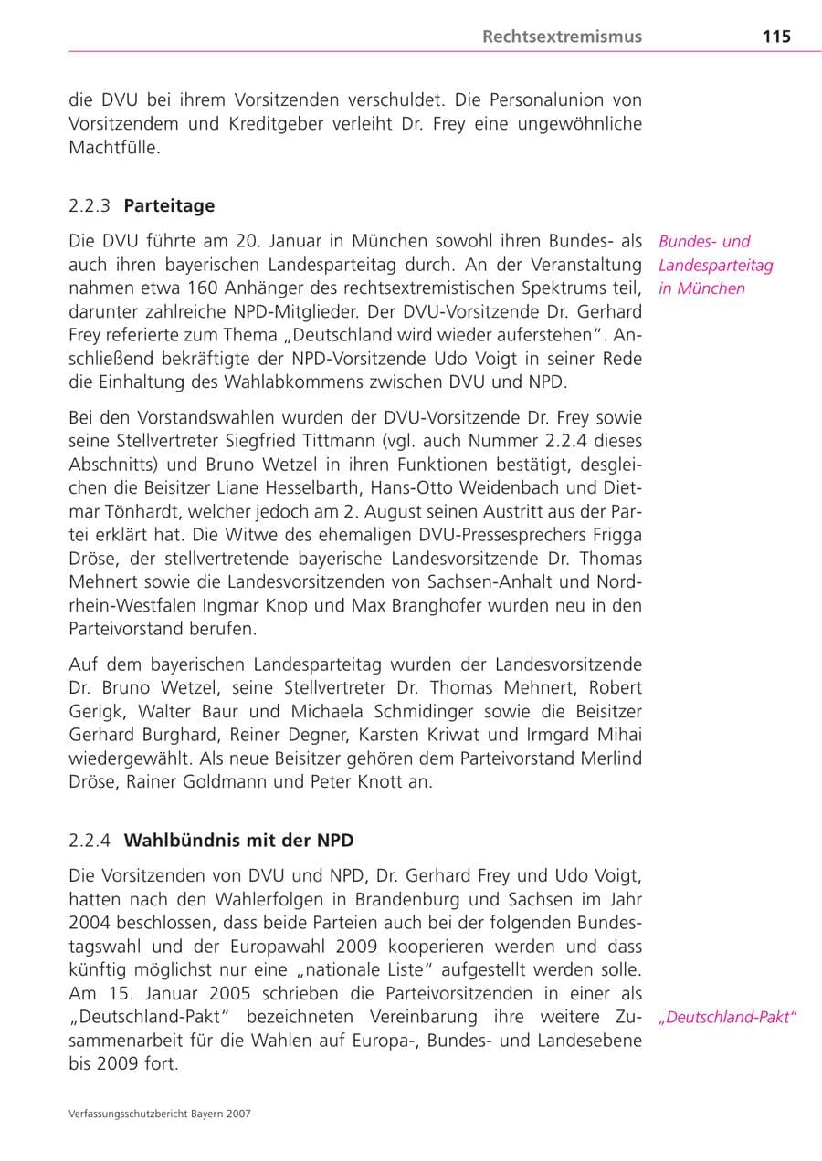Seite 115 des Verfassungsschutzbericht 2007 Bayern
