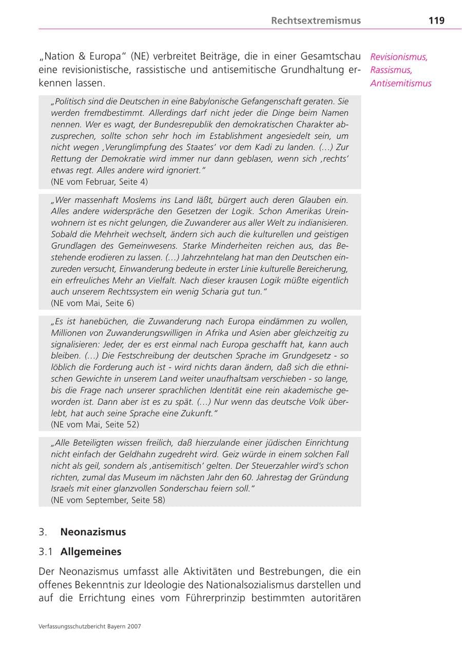 Seite 119 des Verfassungsschutzbericht 2007 Bayern