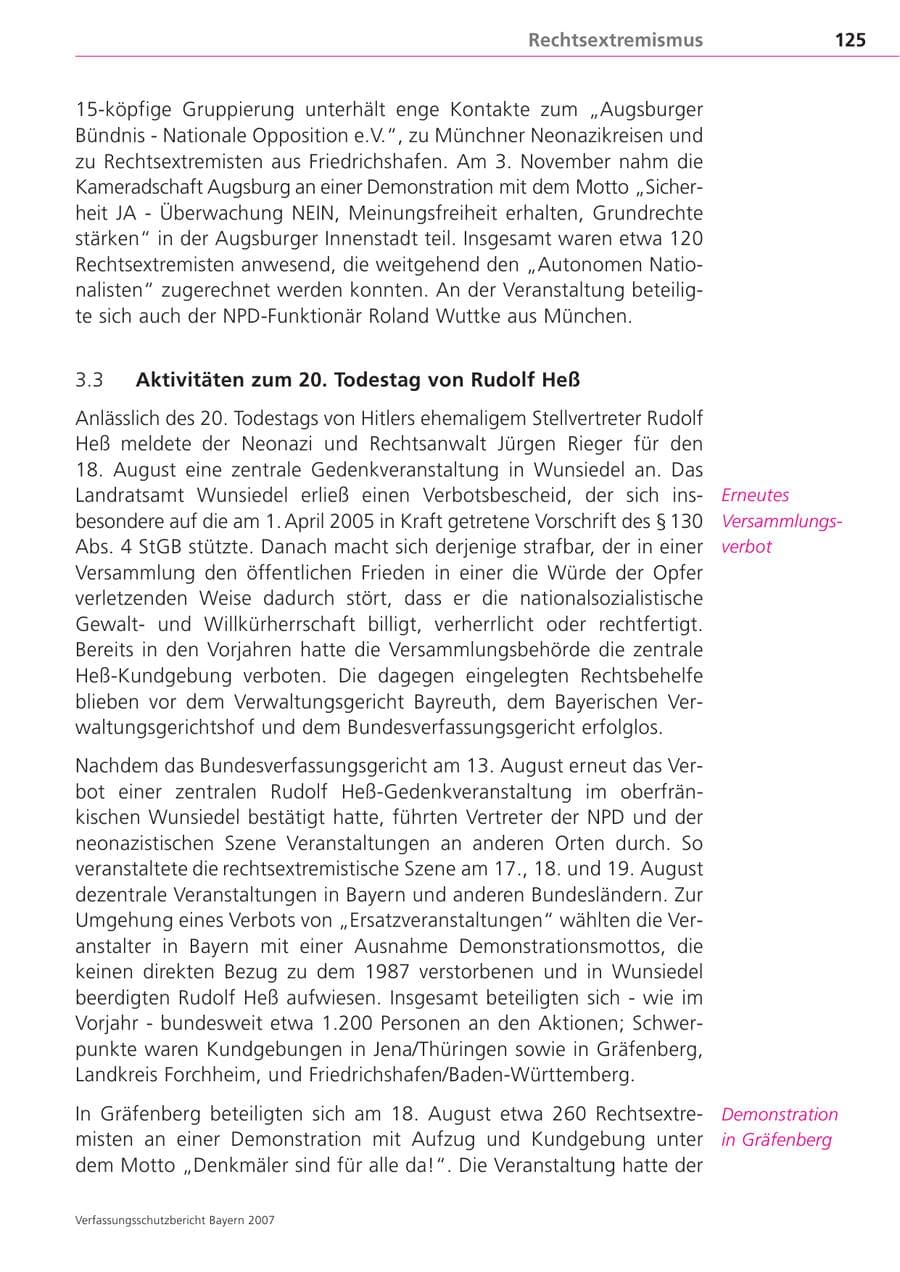Seite 125 des Verfassungsschutzbericht 2007 Bayern