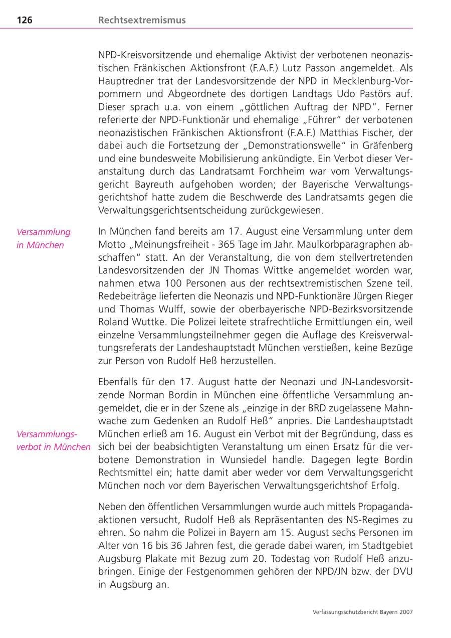 Seite 126 des Verfassungsschutzbericht 2007 Bayern