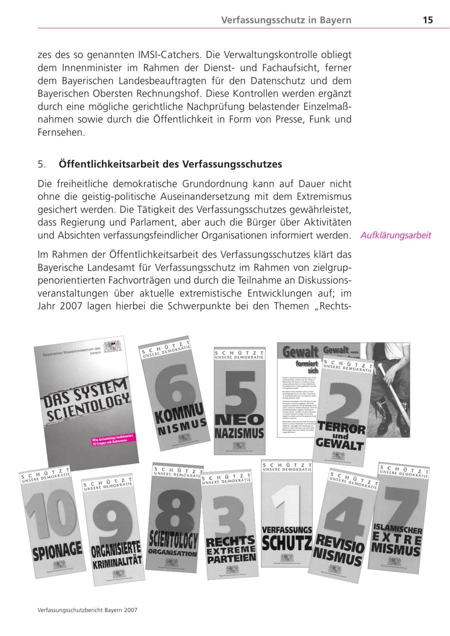 Seite 15 des Verfassungsschutzbericht 2007 Bayern