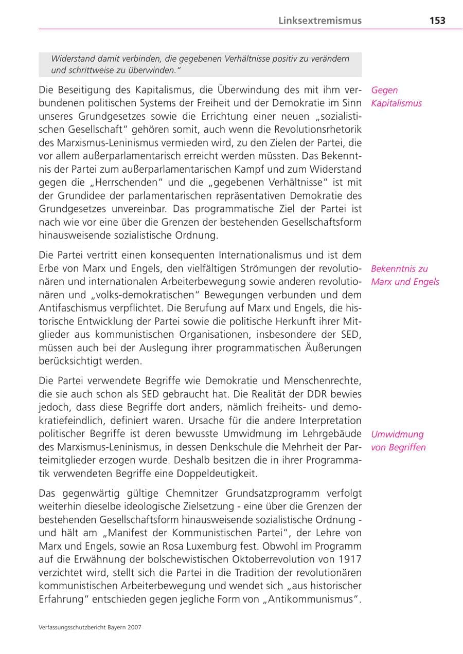 Seite 153 des Verfassungsschutzbericht 2007 Bayern