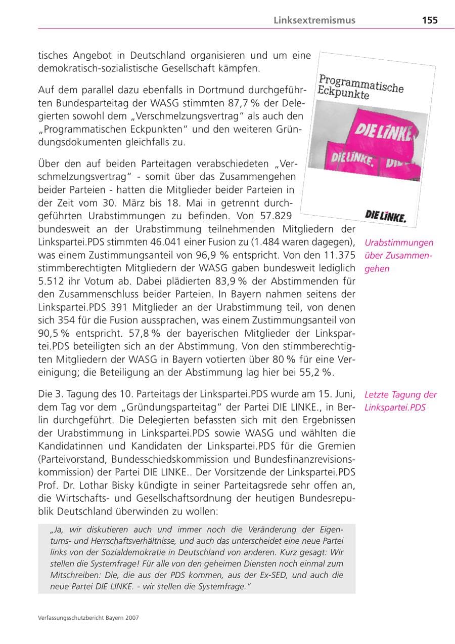 Seite 155 des Verfassungsschutzbericht 2007 Bayern