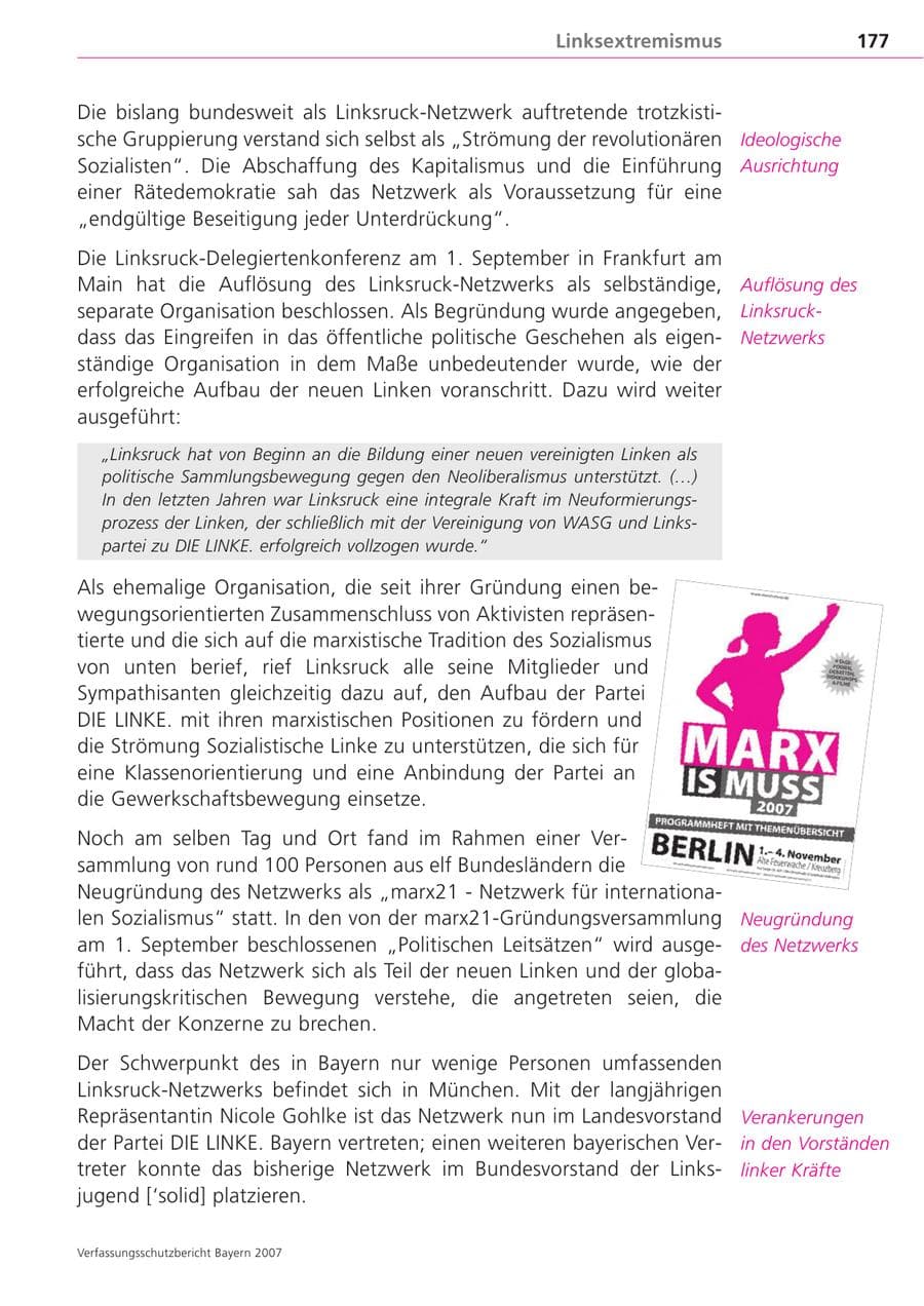 Seite 177 des Verfassungsschutzbericht 2007 Bayern