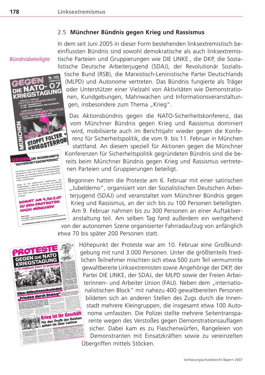 Seite 178 des Verfassungsschutzbericht 2007 Bayern