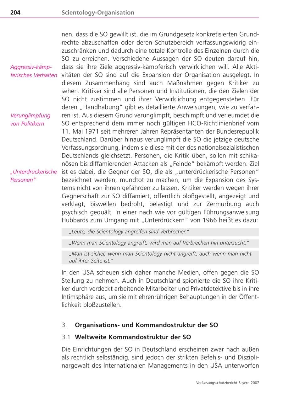 Seite 204 des Verfassungsschutzbericht 2007 Bayern