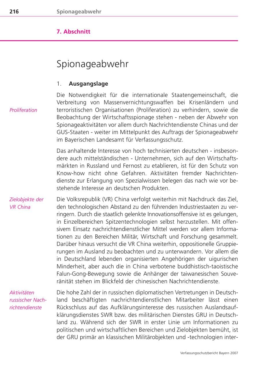 Seite 216 des Verfassungsschutzbericht 2007 Bayern