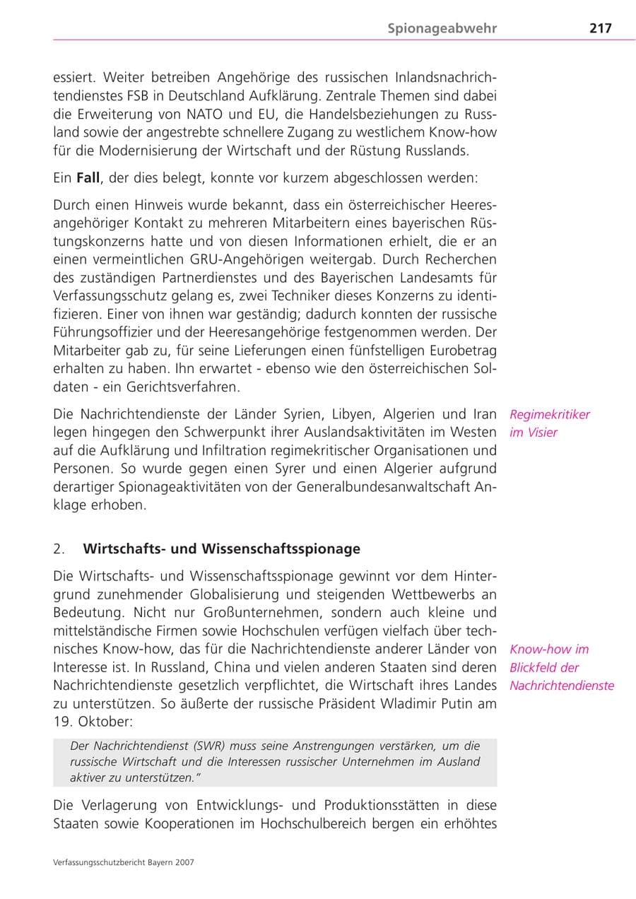 Seite 217 des Verfassungsschutzbericht 2007 Bayern