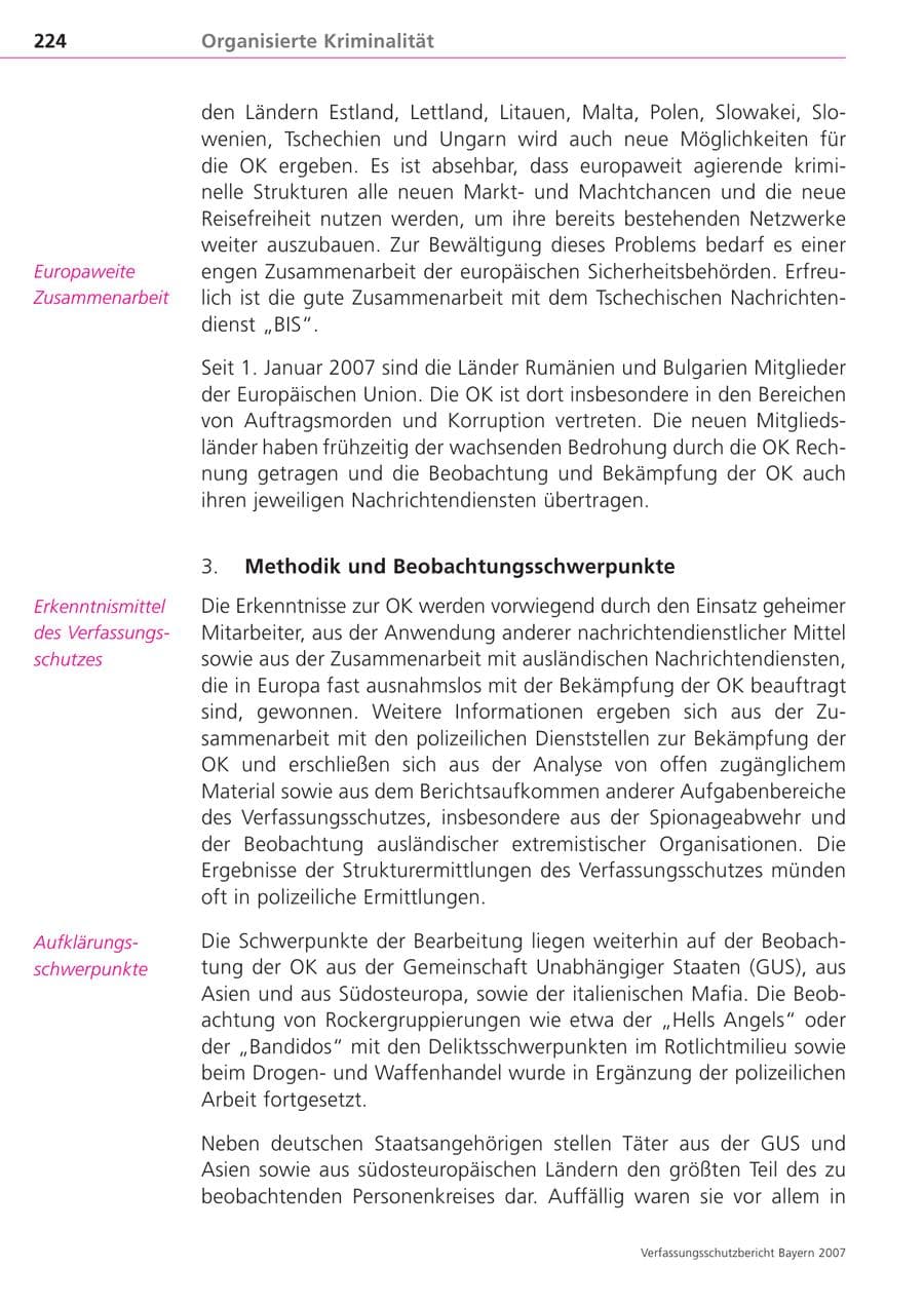 Seite 224 des Verfassungsschutzbericht 2007 Bayern