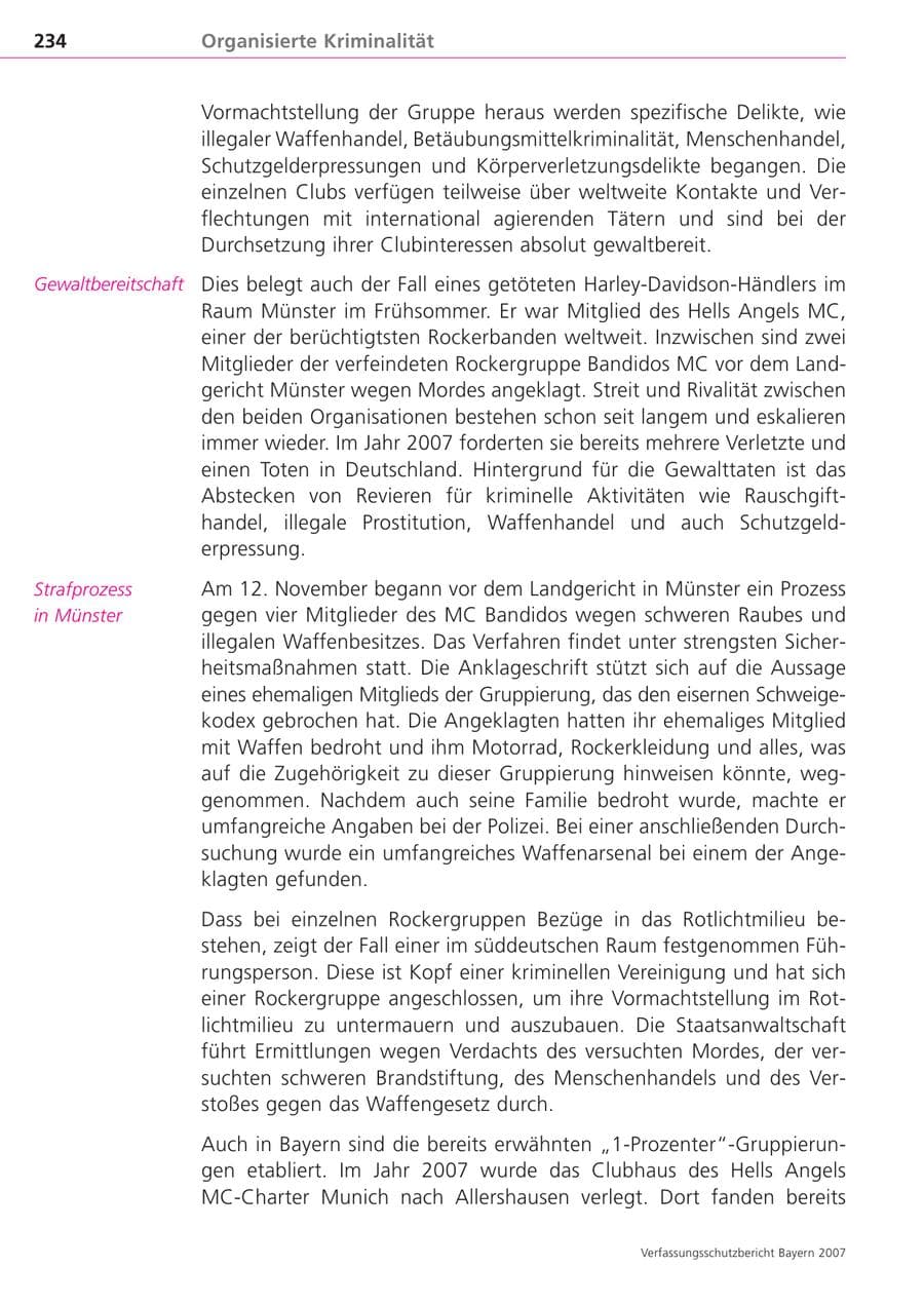 Seite 234 des Verfassungsschutzbericht 2007 Bayern