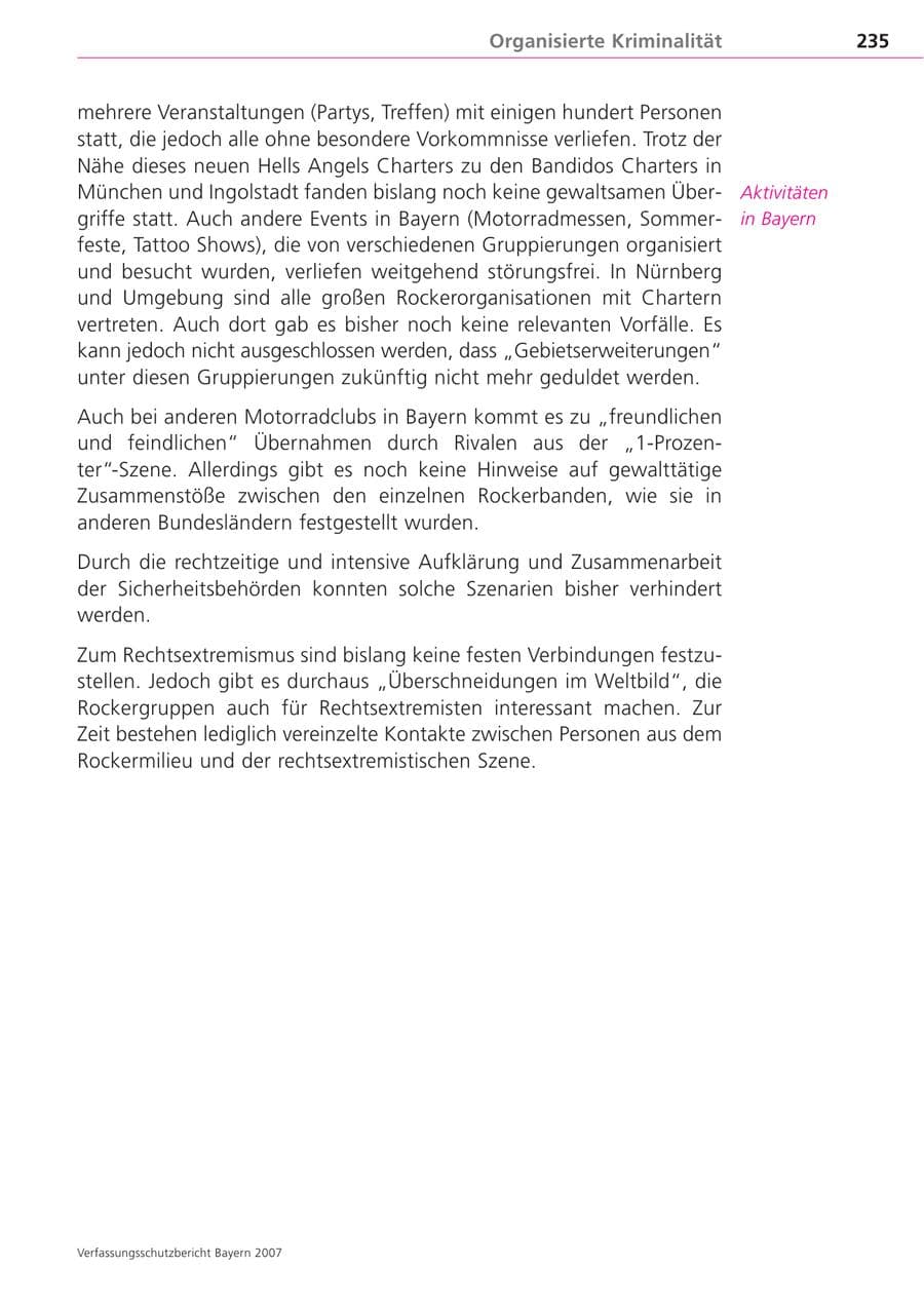 Seite 235 des Verfassungsschutzbericht 2007 Bayern