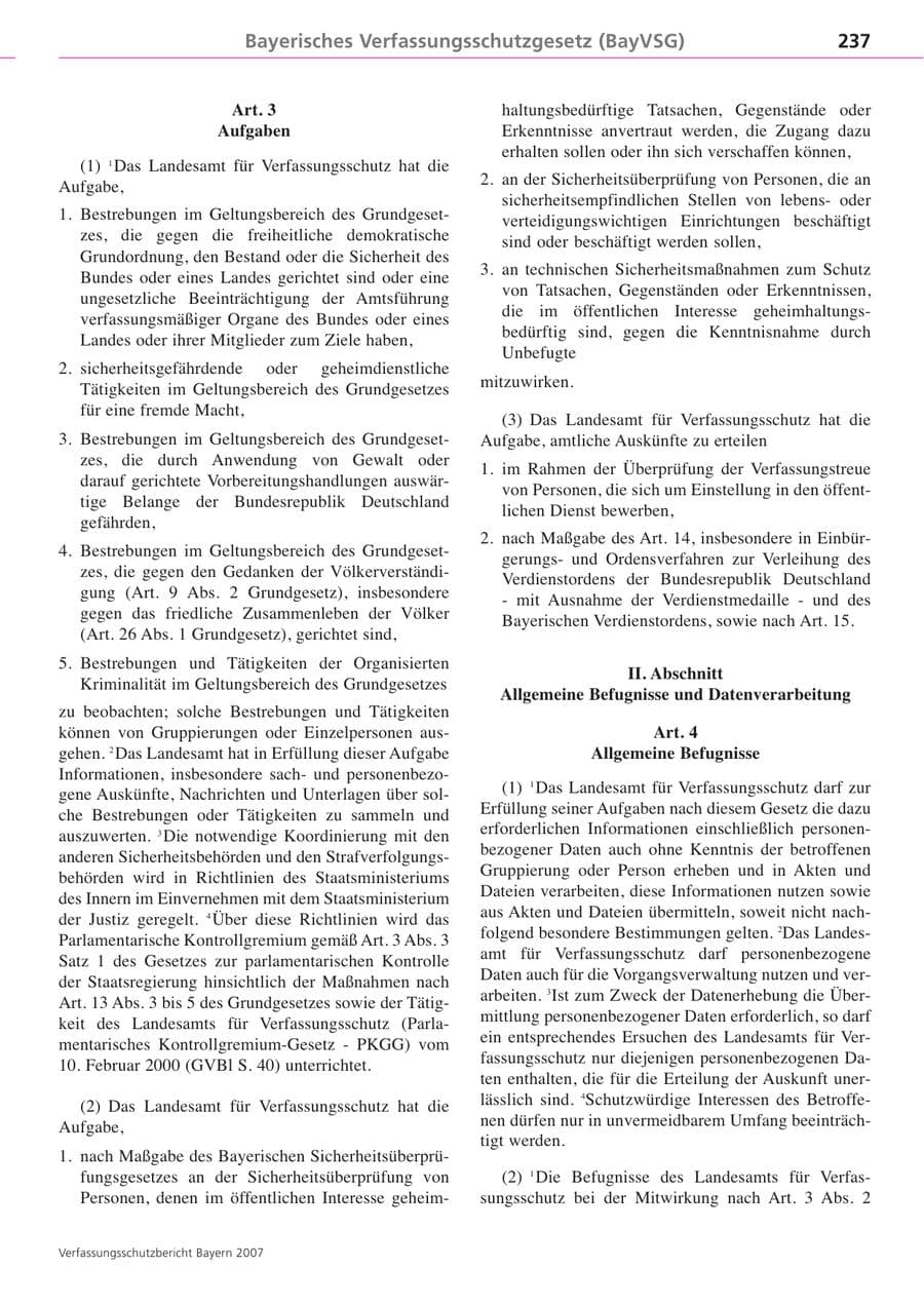 Seite 237 des Verfassungsschutzbericht 2007 Bayern
