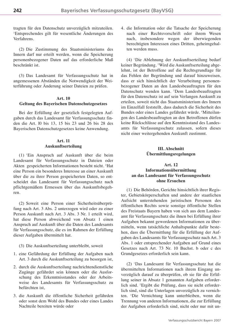 Seite 242 des Verfassungsschutzbericht 2007 Bayern