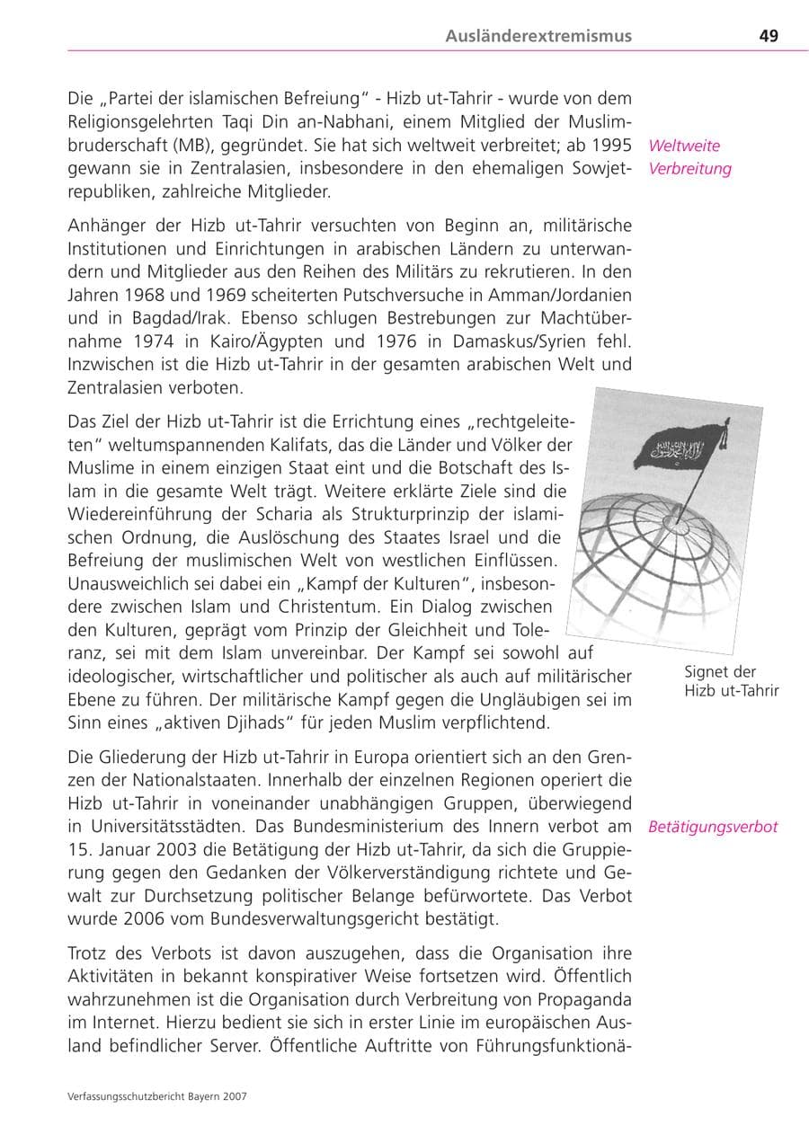 Seite 49 des Verfassungsschutzbericht 2007 Bayern