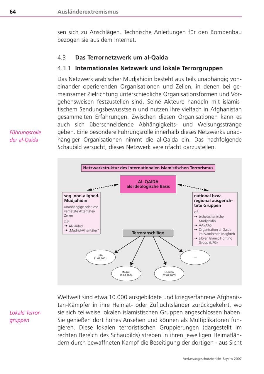 Seite 64 des Verfassungsschutzbericht 2007 Bayern