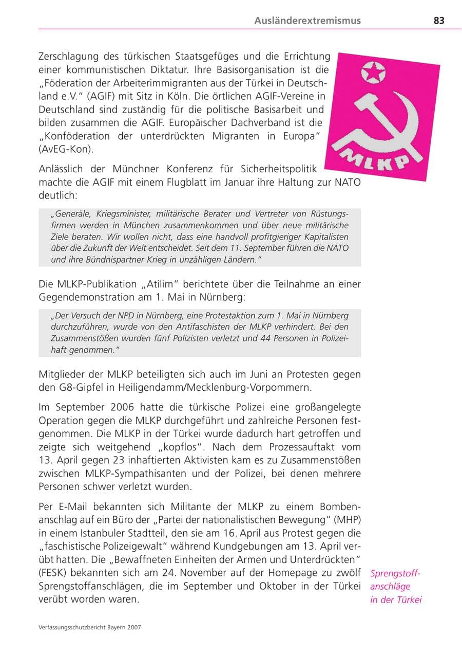 Seite 83 des Verfassungsschutzbericht 2007 Bayern