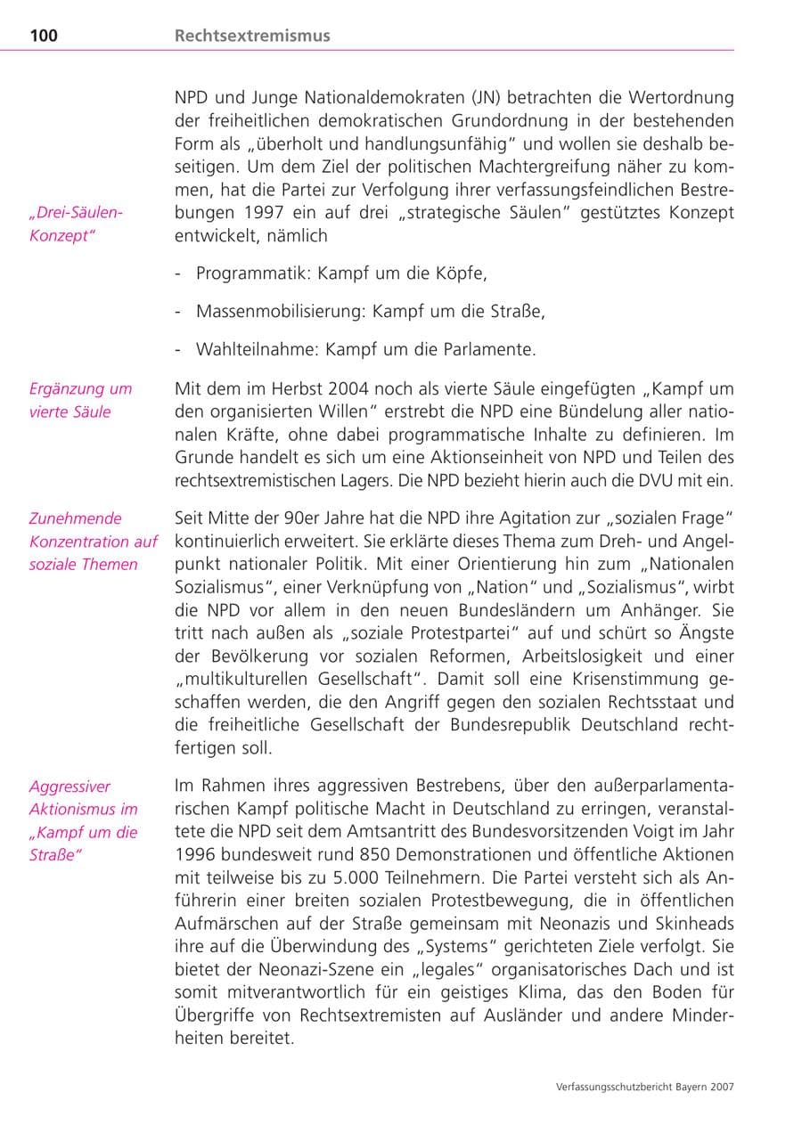 Seite 100 des Verfassungsschutzbericht 2007 Bayern