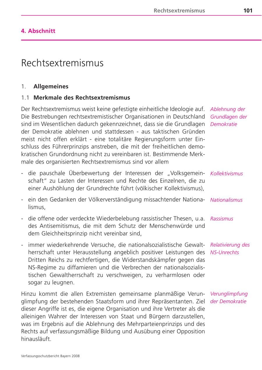 Seite 101 des Verfassungsschutzbericht 2008 Bayern