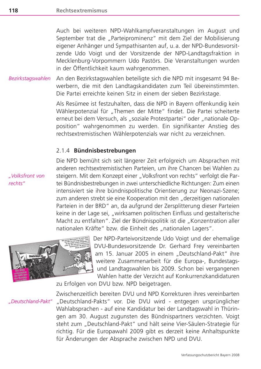 Seite 118 des Verfassungsschutzbericht 2008 Bayern