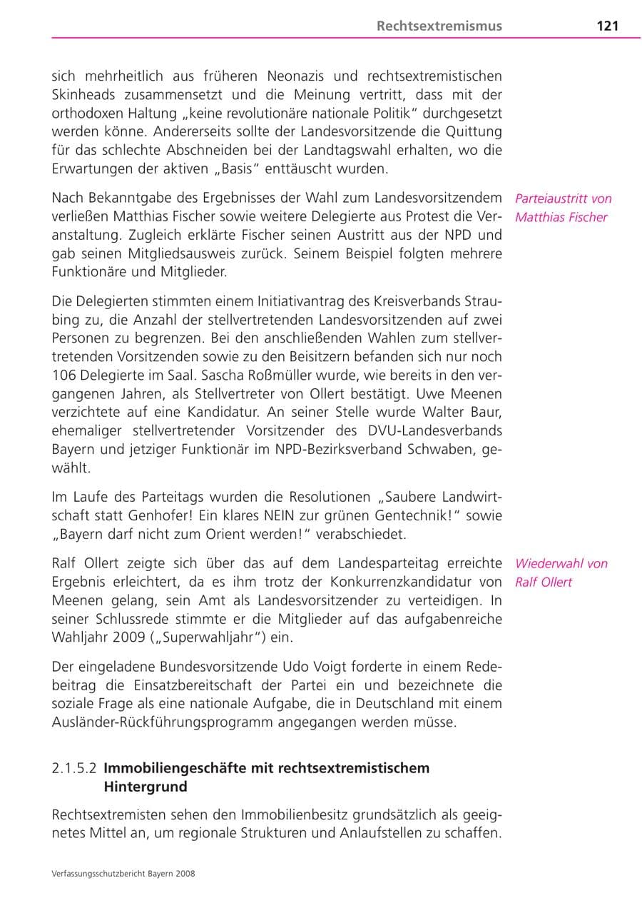 Seite 121 des Verfassungsschutzbericht 2008 Bayern
