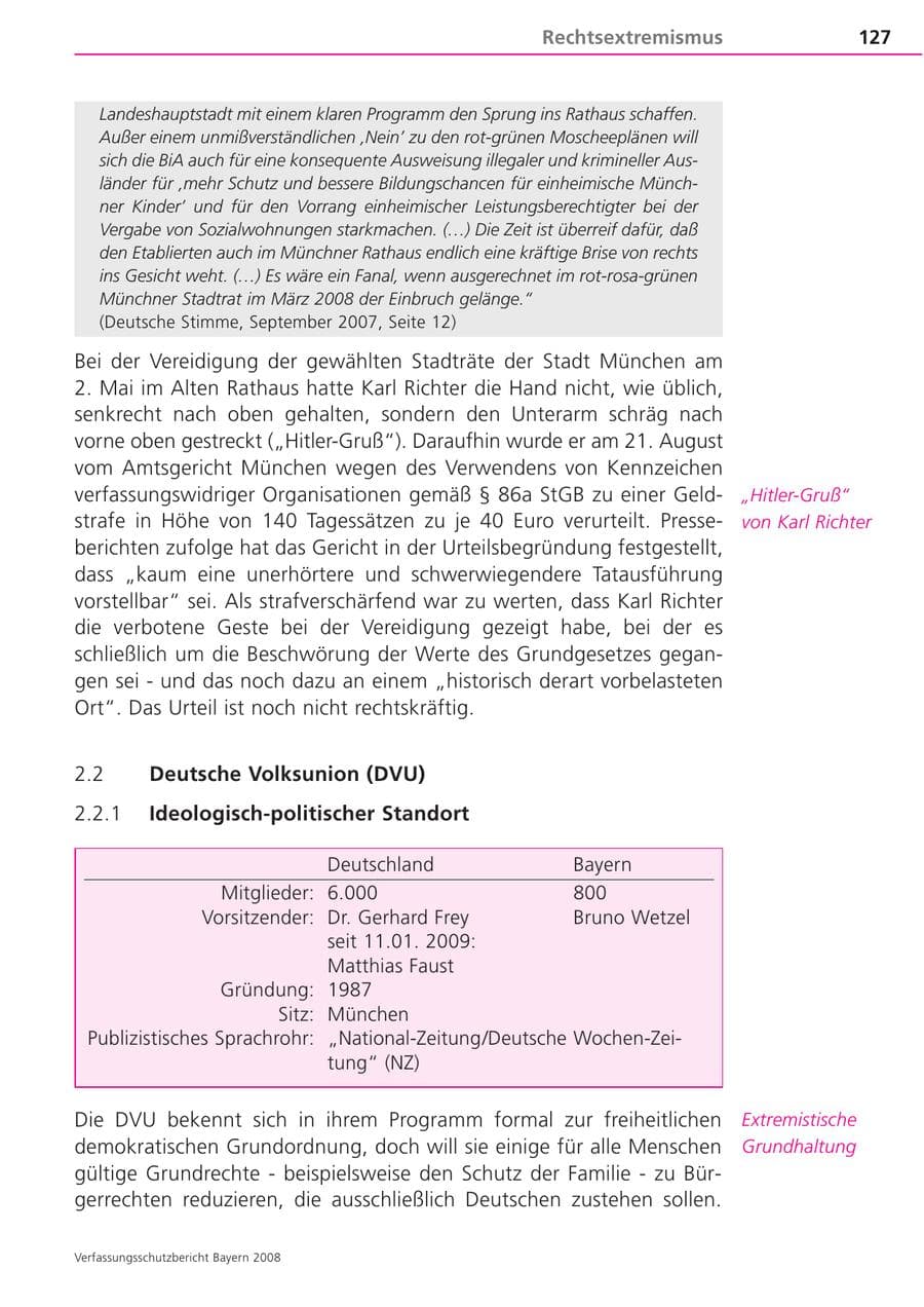 Seite 127 des Verfassungsschutzbericht 2008 Bayern