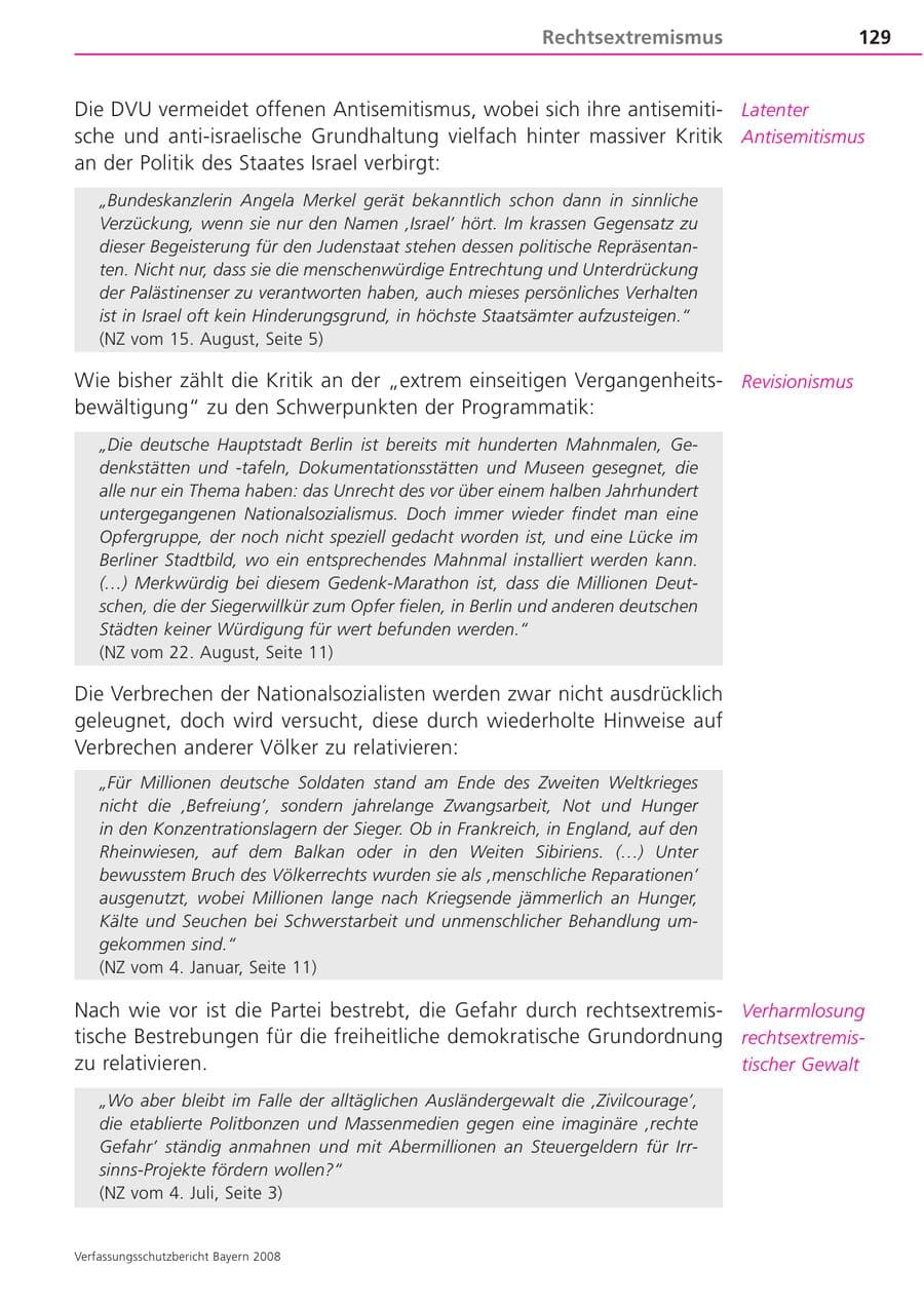 Seite 129 des Verfassungsschutzbericht 2008 Bayern