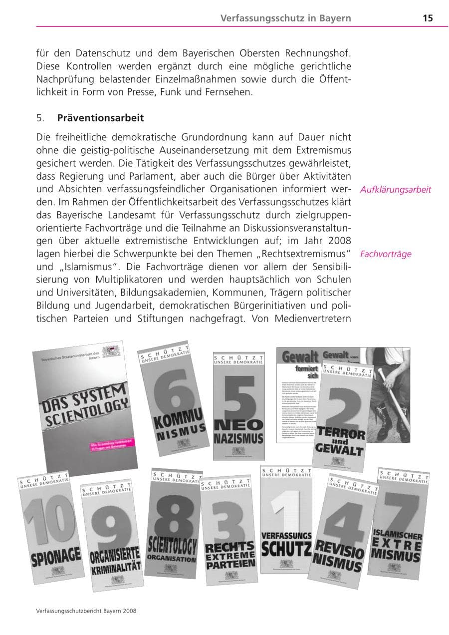 Seite 15 des Verfassungsschutzbericht 2008 Bayern