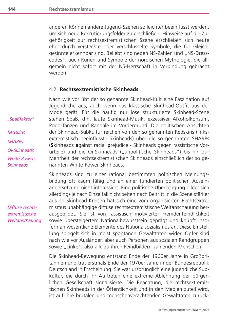 Seite 144 des Verfassungsschutzbericht 2008 Bayern