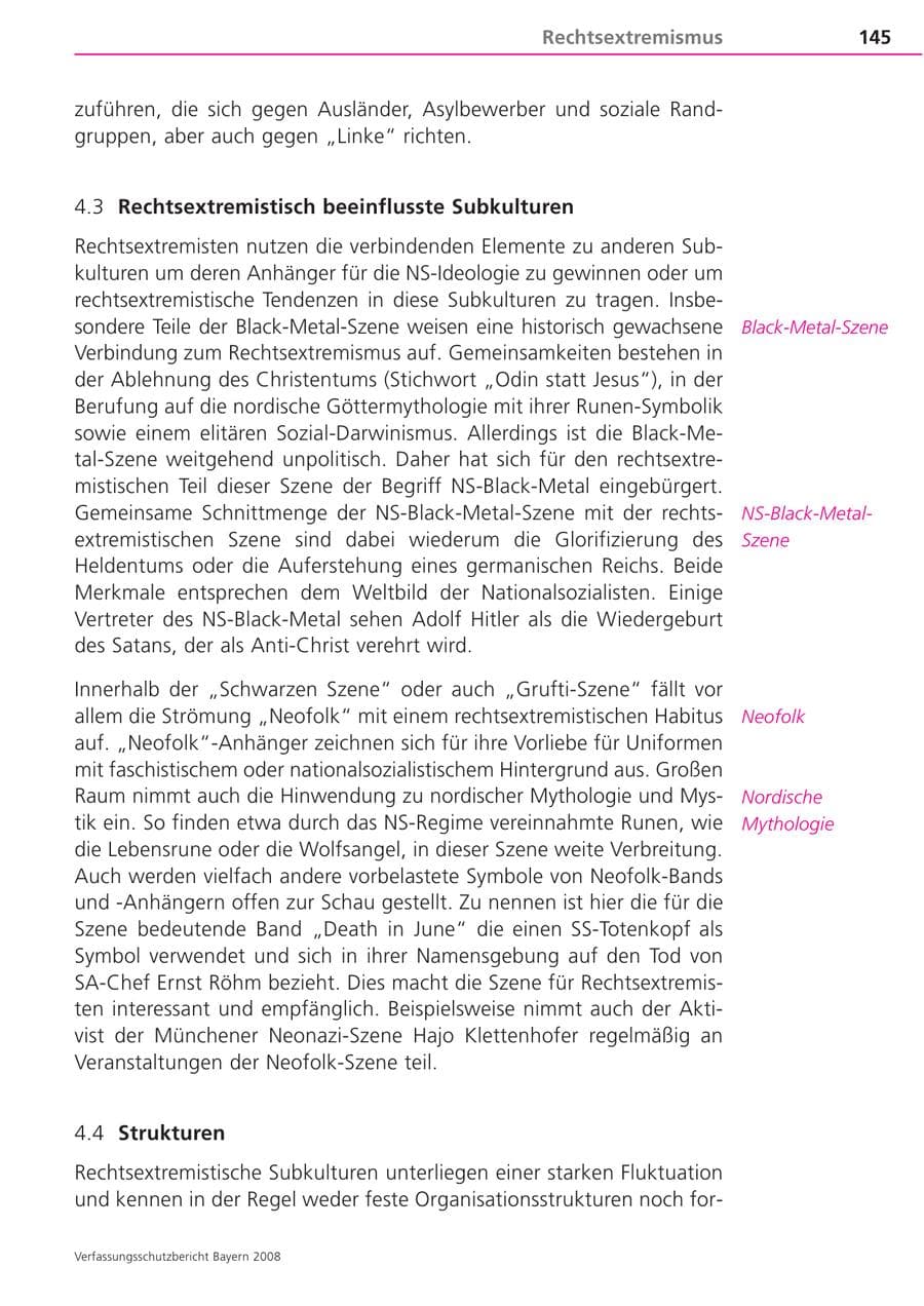 Seite 145 des Verfassungsschutzbericht 2008 Bayern