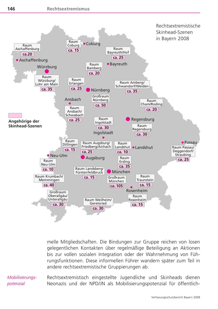 Seite 146 des Verfassungsschutzbericht 2008 Bayern