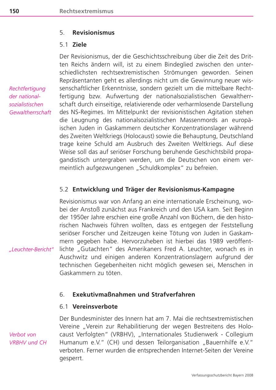Seite 150 des Verfassungsschutzbericht 2008 Bayern