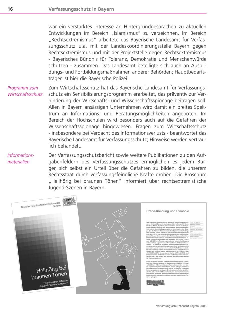 Seite 16 des Verfassungsschutzbericht 2008 Bayern