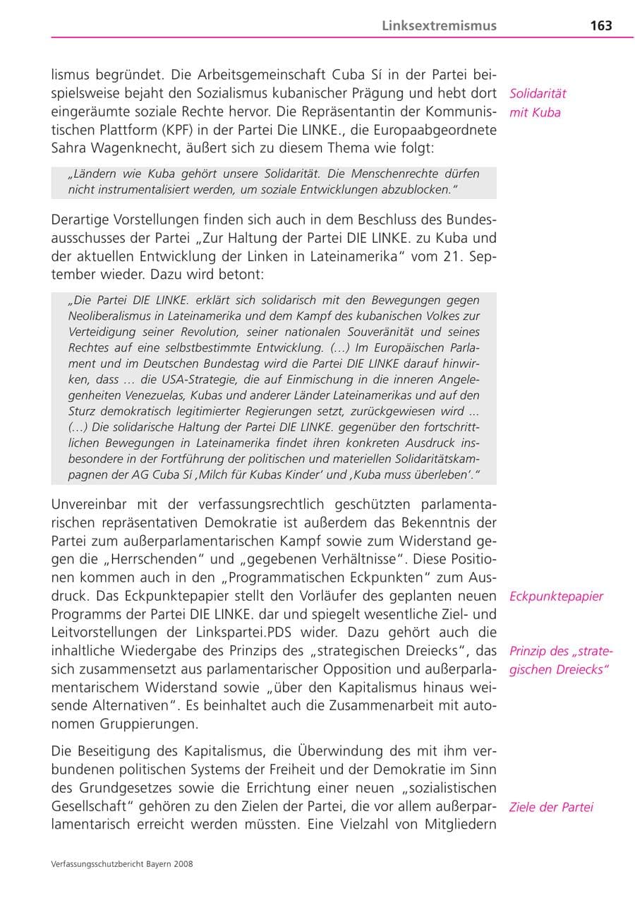 Seite 163 des Verfassungsschutzbericht 2008 Bayern